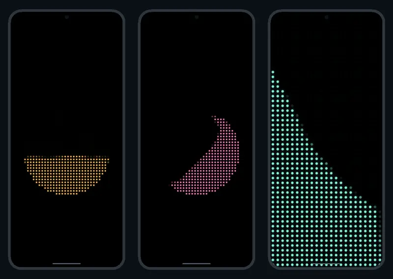 Liquid Light desktop preview showing gold and pink circular lights and turquoise full-screen lights